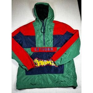Le TIGRE LT 1/2 Zipper Color Block Pullover Hooded Windbreaker Jacket Mens L